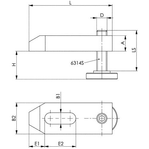 AMF Spanneisen Nr.6314V f.T-Nut 20+22mm Spann-H.16-65mm AMF
