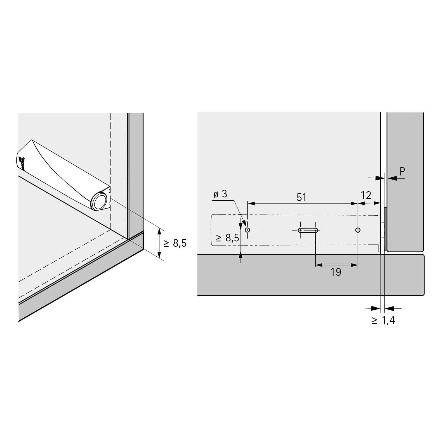 HETTICH Pin, zum Anschrauben, Langhub, weiß, 9375901