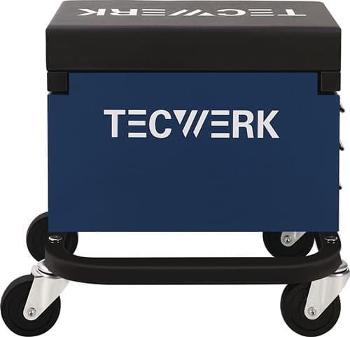 TECWERK Werkstattrollsitz m.Rl.u.Ablage Kunstlederpolster blau/schwarz TECWERK
