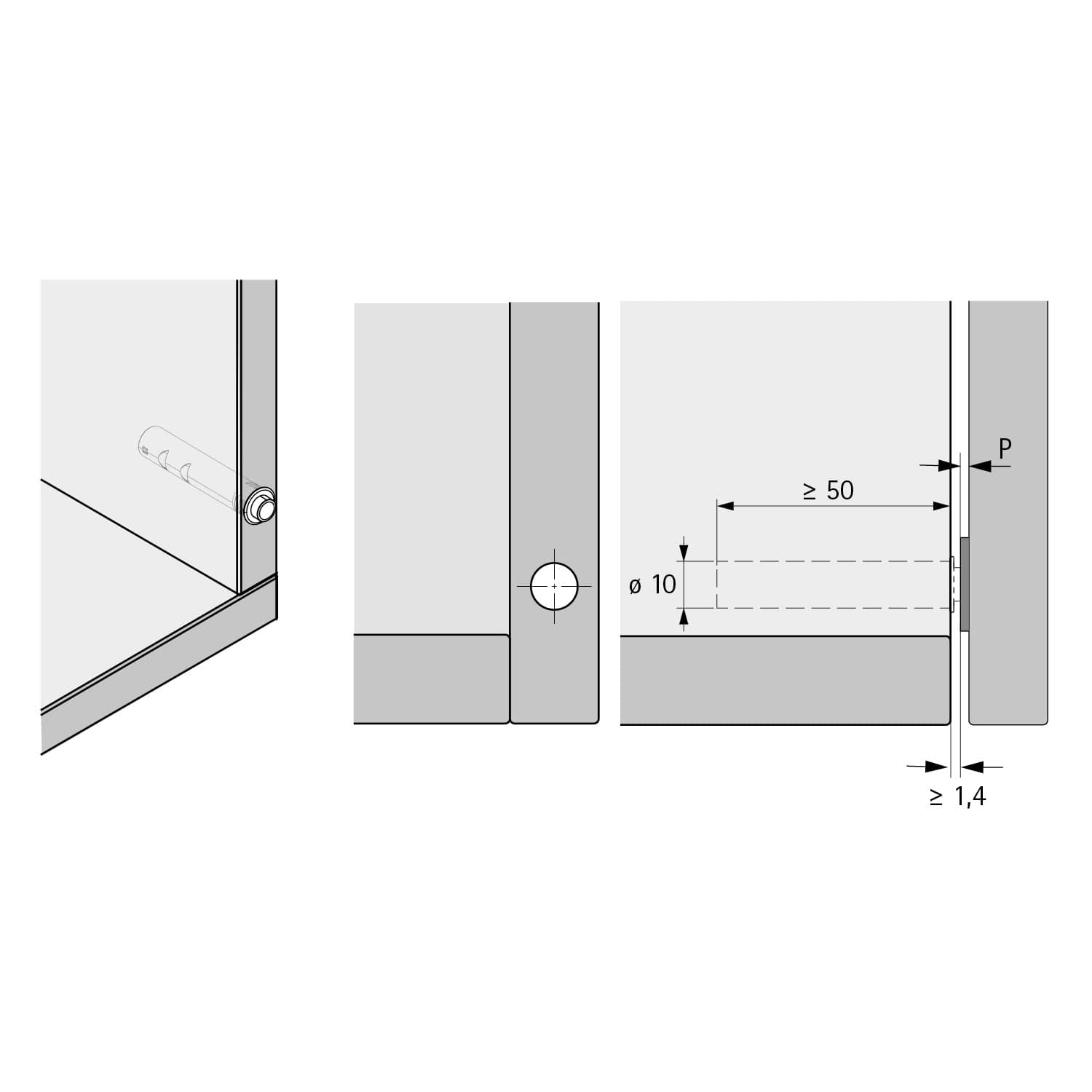HETTICH Pin Strong, zum Einbohren, Kurzhub, weiß, 9375935