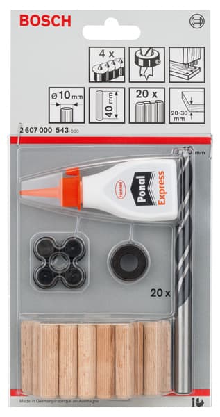 BOSCH Holzdübel-Set, 27-teilig, 10 mm, 40 mm