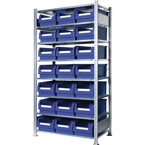 KAPPES Steckregal H2000xB1000xT500mm Grundregal 8 Stahl-Bd.21xGr.2 blau KAPPES