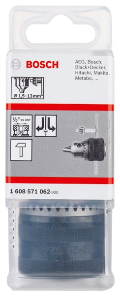 BOSCH Zahnkranzbohrfutter bis 13 mm, 1,5 - 13 mm, 1/2 Zoll - 20, für Rechts-/Linkslauf