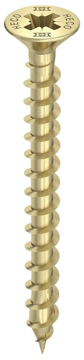 HECO TOPIX-plus 4,5 x 20, Senkkopf mit Frästaschen, Pozi-Drive, Variables Vollgewinde, verzinkt gelb, A3L