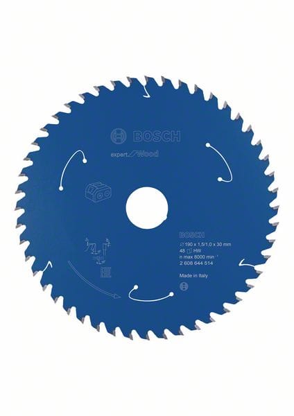 BOSCH Akku-Kreissägeblatt Expert for Wood, 190 x 1,5/1 x 30, 48 Zähne