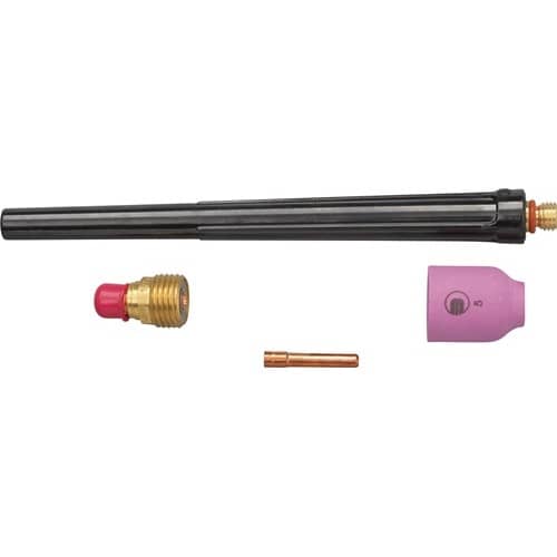 A.BINZEL TIG-Zubehör-Set 4-tlg.in Ku.-Box m.Gaslinse,WE 2,4mm ABITIG 17,18,26 A.BINZEL