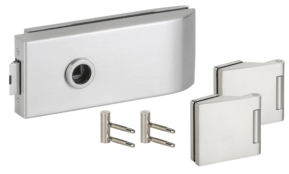 HERMAT Ganzglastürschloss-Set BARI 6141/6325/HZ, Edelstahl