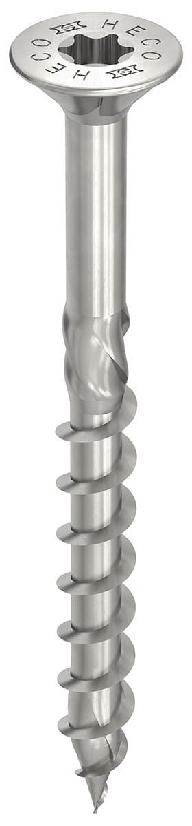 HECO TOPIX-plus A2 6,0 x 70, Senkkopf mit Frästaschen, Drive, HD-25, Teilgewinde, blank, gleitbeschichtet
