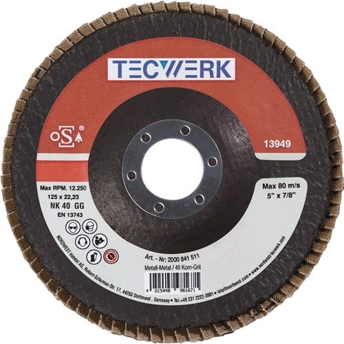TECWERK Fächerscheibe D.125mm K.40 kon.Stahl/Holz NK TECWERK
