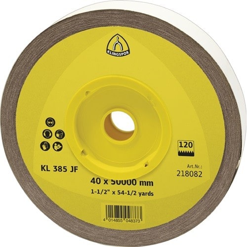 KLINGSPOR Schleifgeweberolle KL 385 JF 40mm K.60 f.Metall Korund KLINGSPOR
