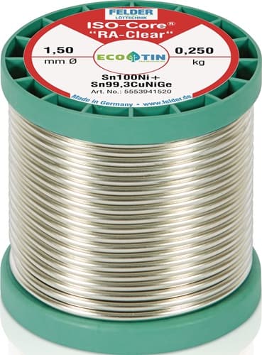 FELDER Lötdraht ISO-Core® RAClear 1,5mm 250g Sn100Ni+ FELDER