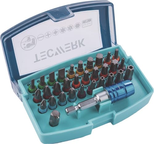 TECWERK Bitsortiment Torsión 32-tlg.Schlitz/PH/PZD/TX/TX-BO/6Kt.Torsionsbits TECWERK