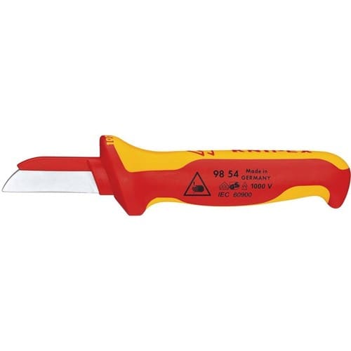 KNIPEX Kabelmesser L.190mm Klingen-L.50mm Klingenrücken m.Ku.-Überzug VDE68g Mehrkompgr