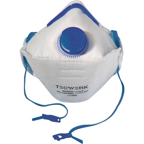 TECWERK Atemschutzmaske Shark FFP2/V NR D m.Ausatemventil,faltbar 12 St./KT TECWERK