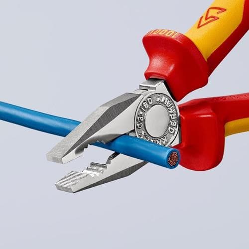 KNIPEX Kombizange L.180mm Mehrkomp.-Hüllen verchr.VDE m.Öse KNIPEX