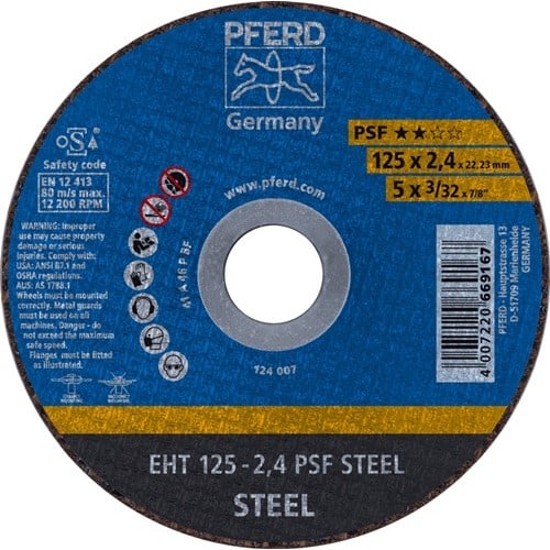 PFERD TOOLS Trennscheibe PSF STEEL D125x2,4mm ger.STA Bohr.22,23mm PFERD