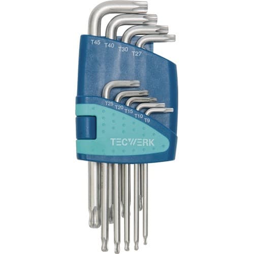 Winkelschraubendrehersatz 9-tlg.T9-T45 m.Kugelk.Ku.-Halter TECWERK