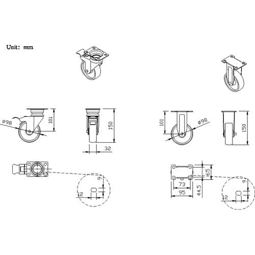 Rollensatz 4-tlg.4 Rollen,2x fix+2x schwenkbare Rl.f.Wkz.wagen TREND TECWERK