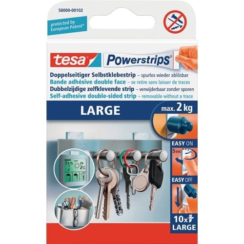 TESA Selbstklebestrip Powerstrips® 58000 SB-Pack á 10 Strips L (20x50 mm) TESA