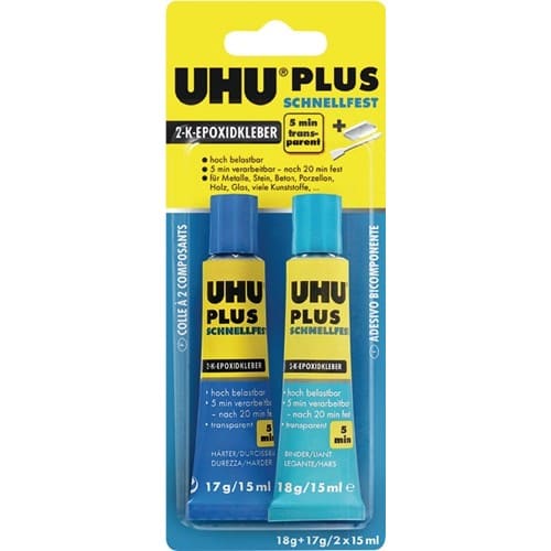 UHU 2K-Epoxidharzklebstoff PLUS SCHNELLFEST 35g farblos Tube UHU