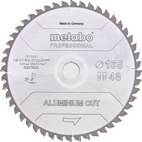 METABO Kreissägeblatt D165xDicke1,2xBohrung20mm FZ/TR Z. 48 Spanwinkel 5Grad Metabo