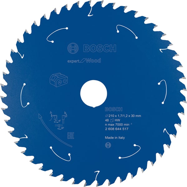 BOSCH Akku-Kreissägeblatt Expert for Wood, 210 x 1,7/1,2 x 30, 48 Zähne