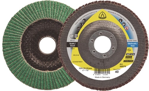 KLINGSPOR Fächerscheibe SMT 976 D.125mm K.60mm gewölbt 6Grad VA keramischer Korund