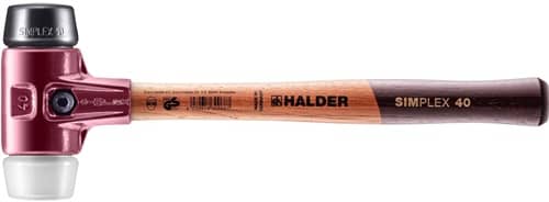 HALDER Schonhammer SIMPLEX L.330mm Kopf-D.40mm mittelh.HO Gum.schwarz/Superplast. weiß