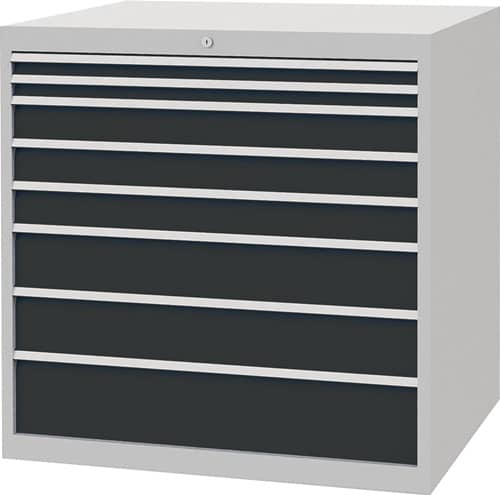 BEDRUNKA+HIRTH Schubladenschrank H1019xB1005xT736mm lichtgrau/grau 8 Schubl.Vollauszug Bedrunka