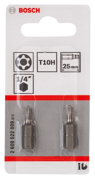 BOSCH Security-Torx-Schrauberbit Extra-Hart T10H, 25 mm, 2er-Pack