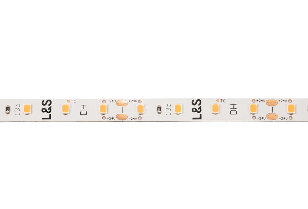 L&S LED-Band HE 80LEDs/m (2835), 4000K, 4LEDs/50mm, 24DC, 2,8W/m, 8mmx300mm, 1x Anschlussltg. 200mm, white PCB, IP20