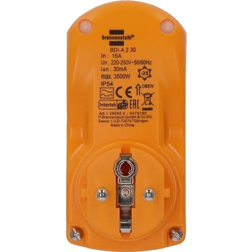 BRENNENSTUHL Personenschutzadapter BDI-A2 30 16 A 230/50V/Hz 3680W IP54 BRENNENSTUHL