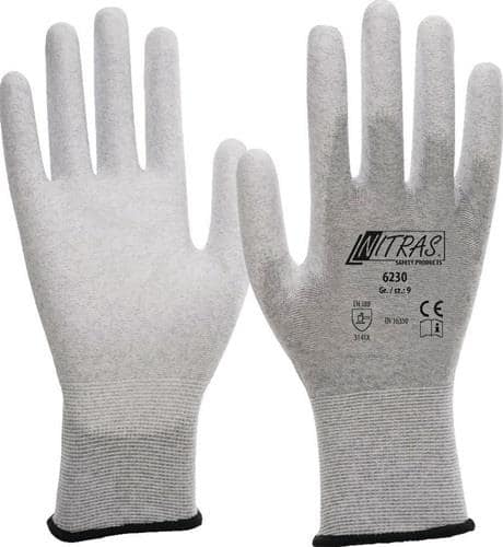 NITRAS Handschuhe 6230 Gr.9 grau/weiß EN 388,EN 16350 PSA II 12 NITRAS SAFETY