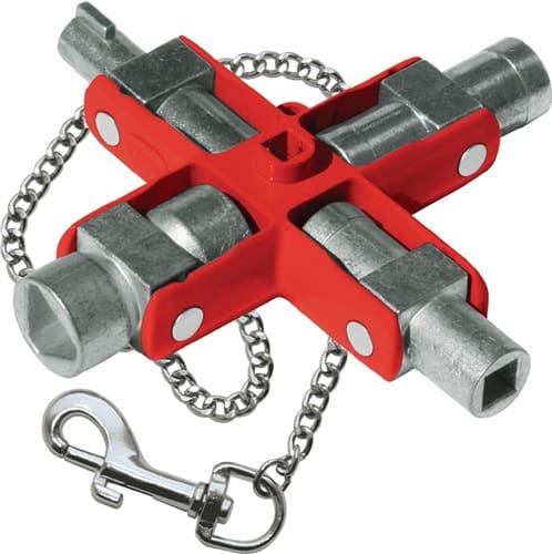 SCHUEBO Doppel-Schaltschrankschlüssel SuBMaster 9 in 1 14 Funktionen m.Karab.h.an Kette