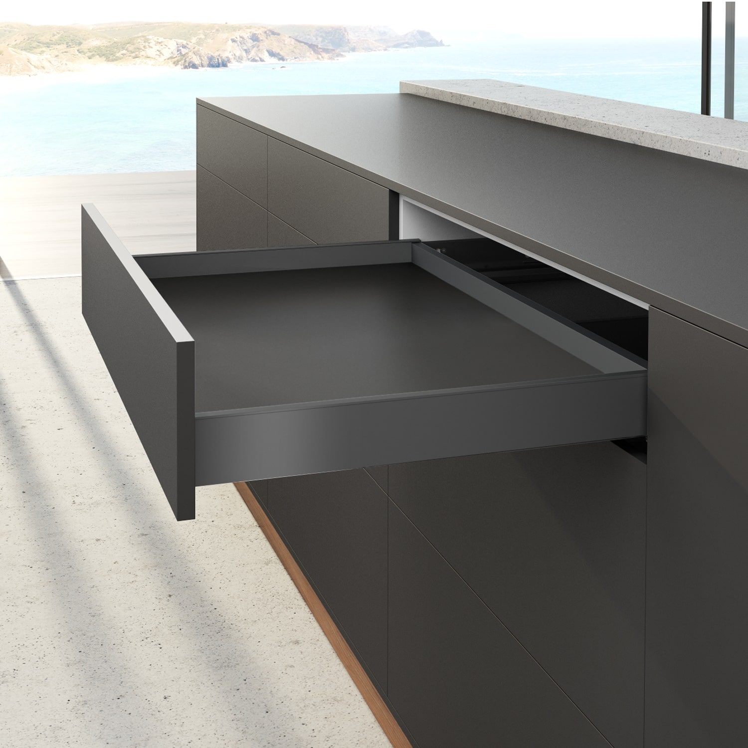 HETTICH AvanTech YOU Set Zarge Höhe 77 mm, NL 550 mm, anthrazit, links und rechts, 9255323