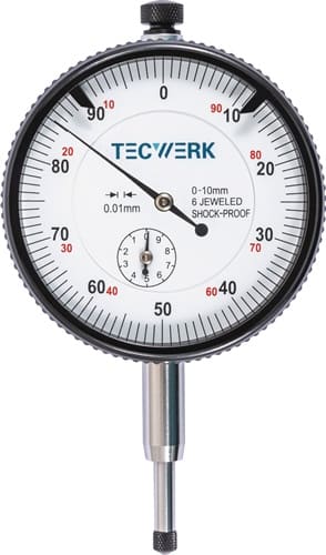 TECWERK Messuhr DIN 878 10mm Abl.0,01mm m.Stoßschutz TECWERK