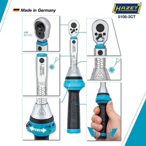 HAZET Drehmomentschlüssel 5108-3 CT 1/4 Zoll 2,5-25 Nm HAZET