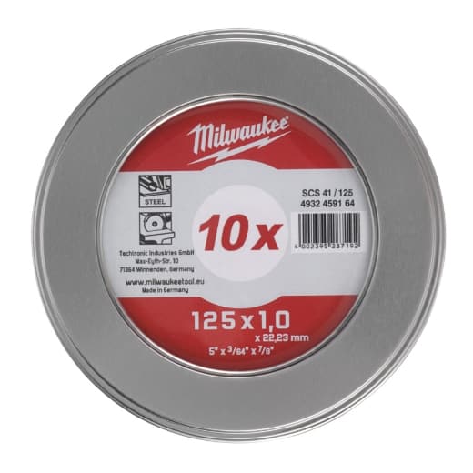 MILWAUKEE 10 x SCS41 1 mm Contractor in Metallbox Metalltrennscheibe Contractor 125 mm