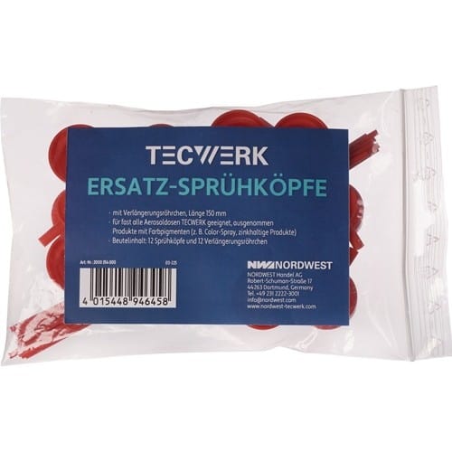 TECWERK Ersatzsprühköpfe je 12 Sprühköpfe u.Röhrchen (150 mm) Ku.Btl.TECWERK