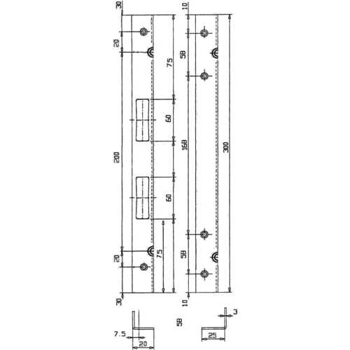 SCHNEGEL Sicherheitswinkelschließblech L.300mm B.20mm S.3mm STA verz.006/912 SCHNEGEL