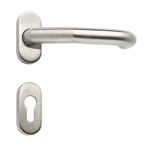 BKS FH Drückergarnitur RONDO H1.1 mit Rosetten B-72030, oval, RAL 9016
