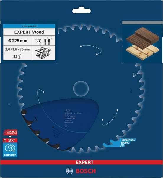 BOSCH Kreissägeblatt Expert for Wood, 225 x 30 x 2,6 mm, 32