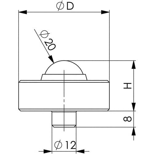 AMF Schraubbockaufsatz Nr.6445 Einsteckzapfen-D.12mm KGL drehb.AD 45mm AMF