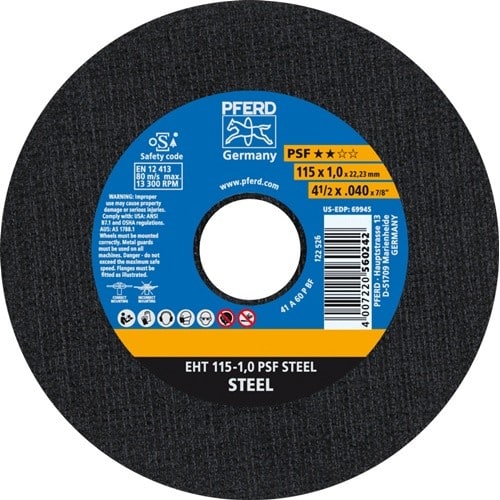 PFERD TOOLS Trennscheibe PSF STEEL D115x1mm ger.STA Bohr.22,23mm PFERD