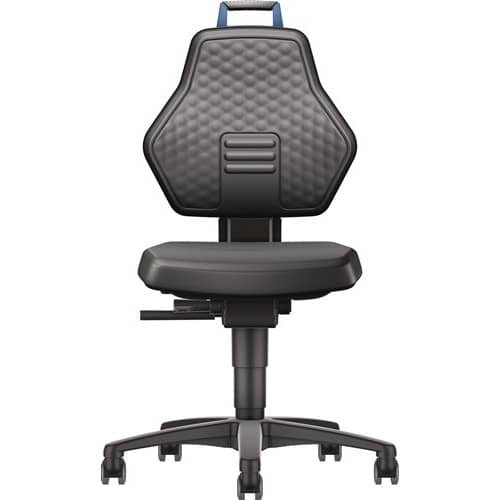 TECWERK Arbeitsdrehstuhl Rl.Kunstleder schwarz Grifffarbe blau 450-600mm TECWERK