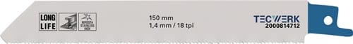 TECWERK Säbelsägeblatt L.150mm B.19mm TPI 18 1,4mm 5 St./Karte TW