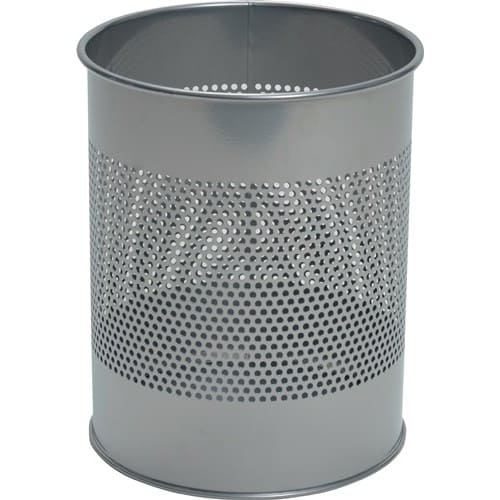 DURABLE Papierkorb 15l H315xØ260mm Lochraster Metall epoxidharz.silber-metallic DURABLE