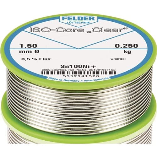 FELDER Lötdraht ISO-Core® Clear 1,5mm 250g Sn100Ni+ FELDER