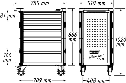 HAZET Wkz.wagen 179N-7 B785xT518xH1020mm 1000kg 7 Schubl.Stahlbl.HAZET