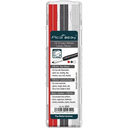 PICA Minenset Pica BIG-Dry je 4x graphit,weiß,rot, universell 12 Minen/Set